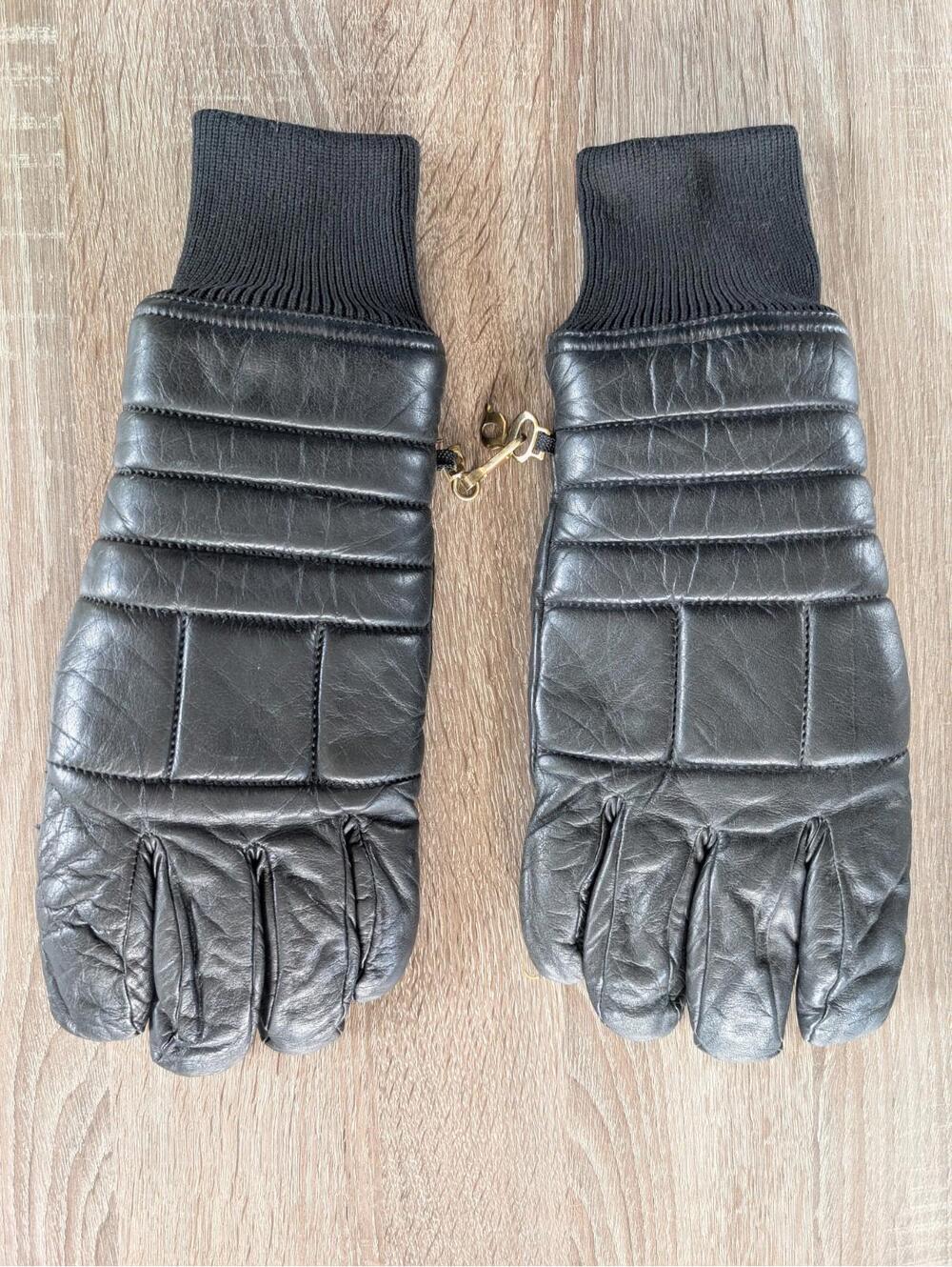 Vintage GRANDOE Black Leather Winter Gloves‎ Men's Size XL